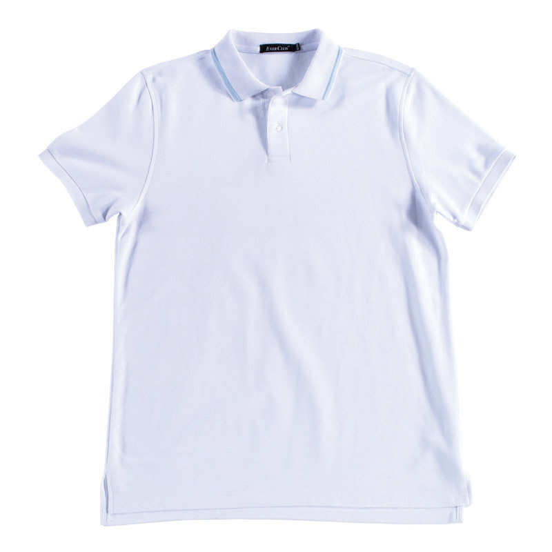 POLO衫-C607男士提花领短袖POLO衫 白色
