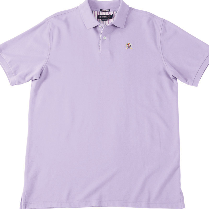 POLO衫-D603男士门襟出芽长绒棉短袖POLO衫 浅紫色