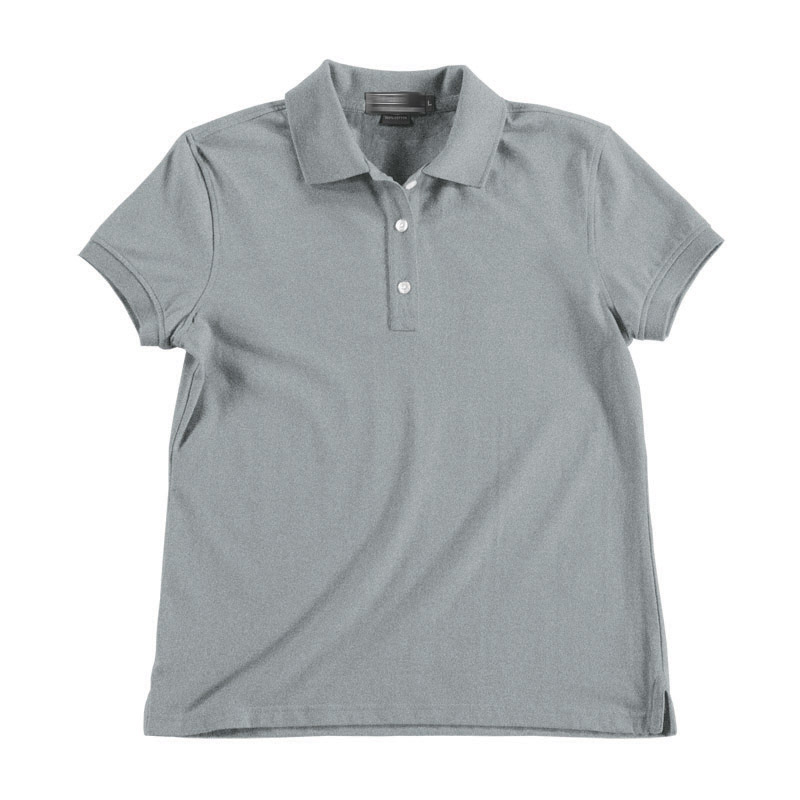 POLO衫-D605女士经典三粒扣短袖POLO衫 花灰色
