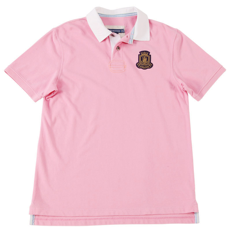 POLO衫-D608男士梭织布领时尚短袖POLO衫 粉红色