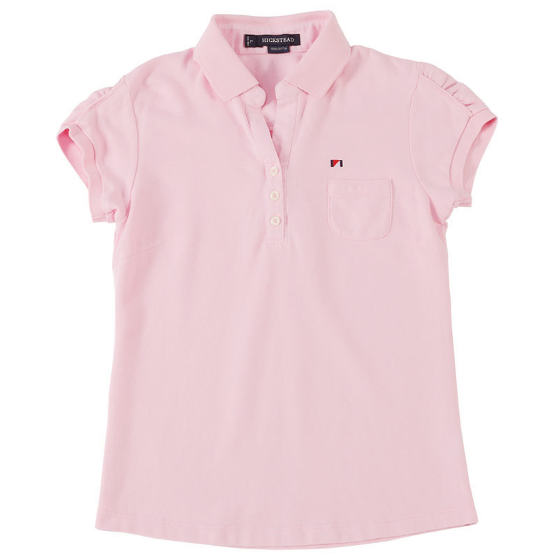 POLO衫-D615女式有领座V领短袖POLO衫 粉红色