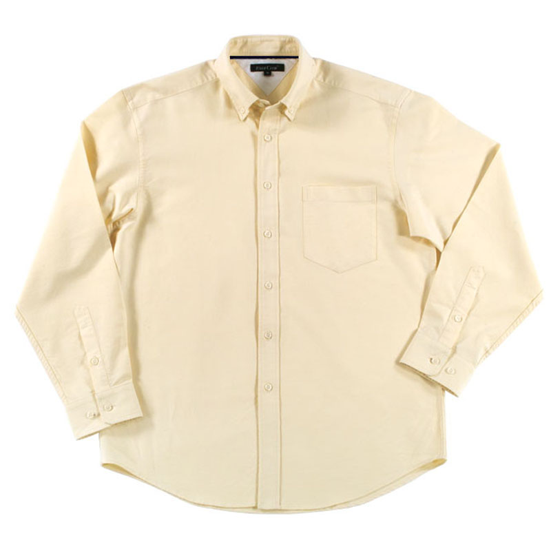 领圈嵌条 龟背镶色 左胸贴袋牛津纺长袖衬衫 黄色