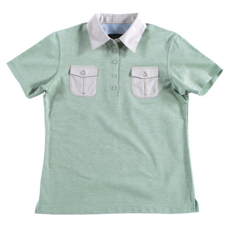 POLO衫-D619女士梭织领有胸袋短袖POLO衫 浅绿色