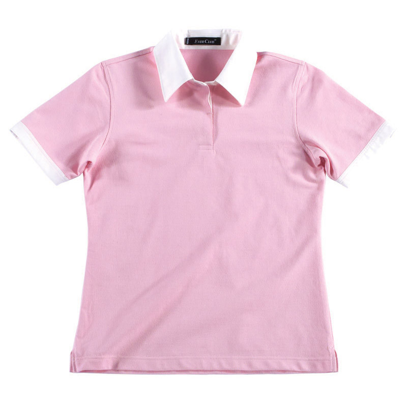女式衬衫领 梭织布袖口POLO衫 粉红色
