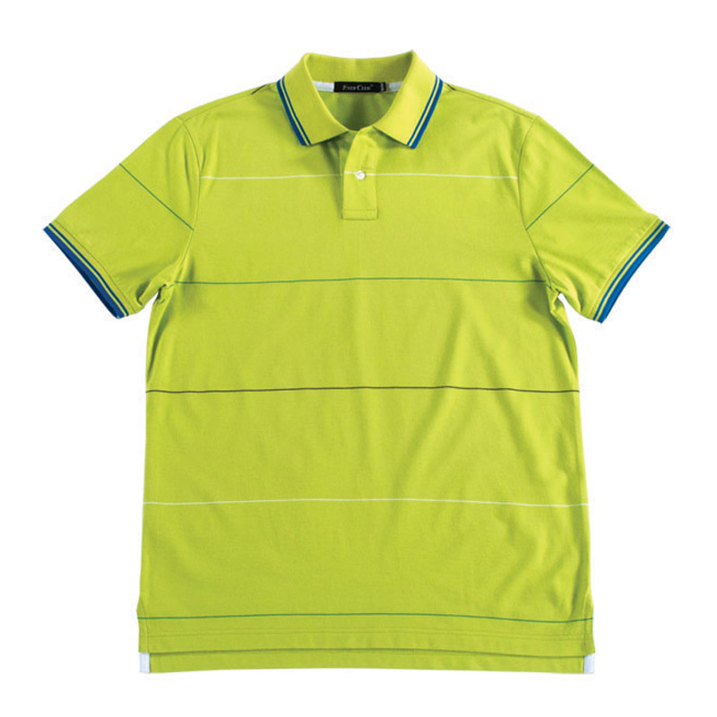 POLO衫-C610男士细条短袖POLO衫 黄绿色