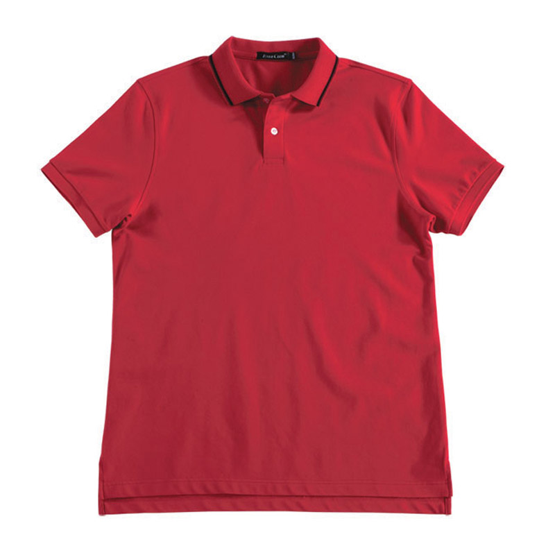 POO衫-C607男士提花领短袖POLO衫 红色