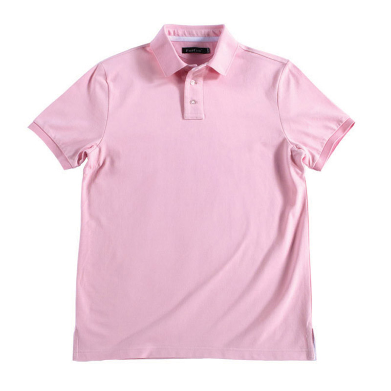 POLO衫-C606男士经典有领座凸门筒短袖POLO衫 粉红色