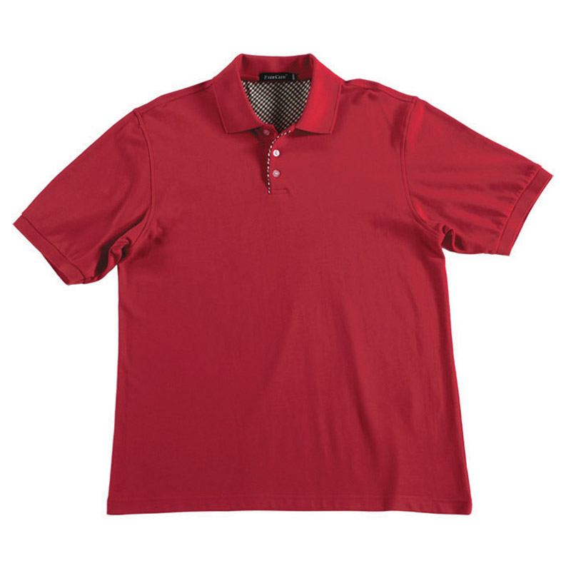 POLO衫-C605男士苏格兰格子布相拼短袖POLO衫 红色