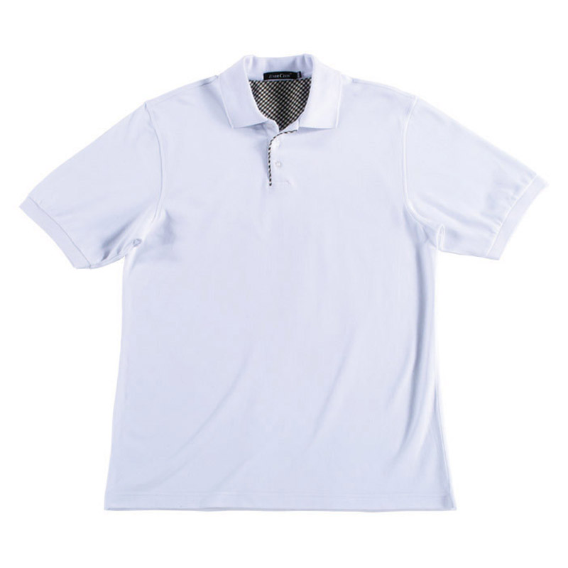 POLO衫-C605男士苏格兰格子布相拼短袖POLO衫 白色