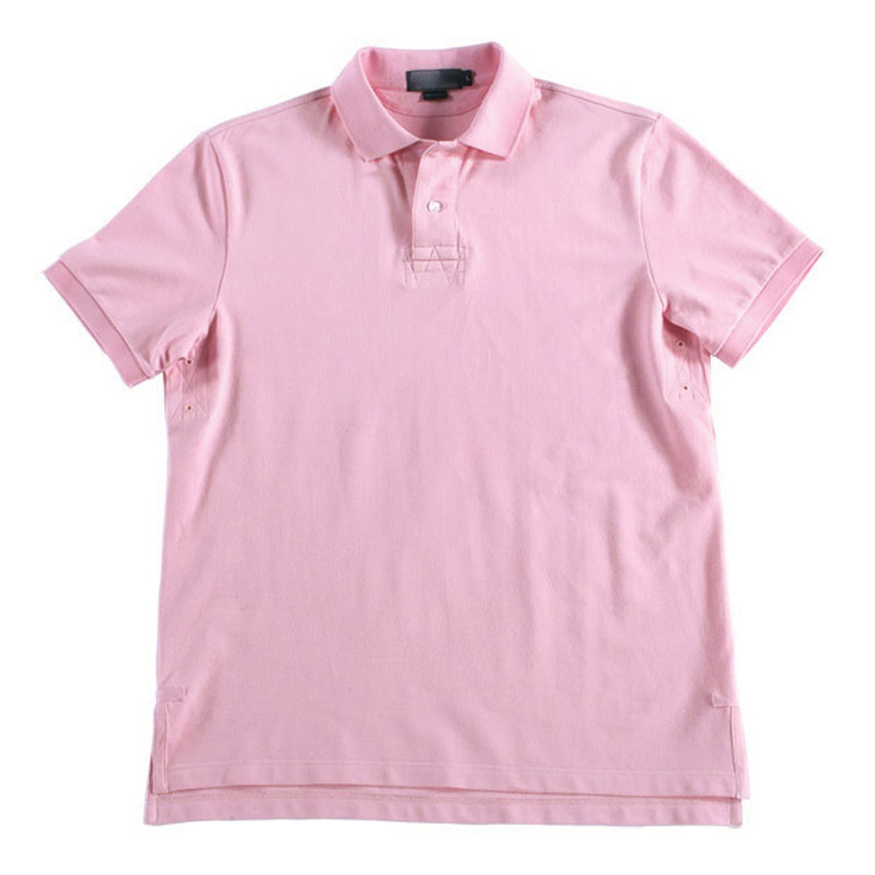 POLO衫-C601男士经典凸门襟两粒扣短袖POLO衫 粉红色