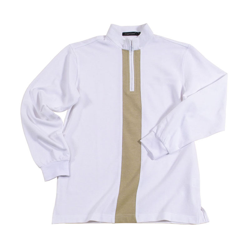 T恤衫-B626男士拼色立领长袖T恤衫 白色