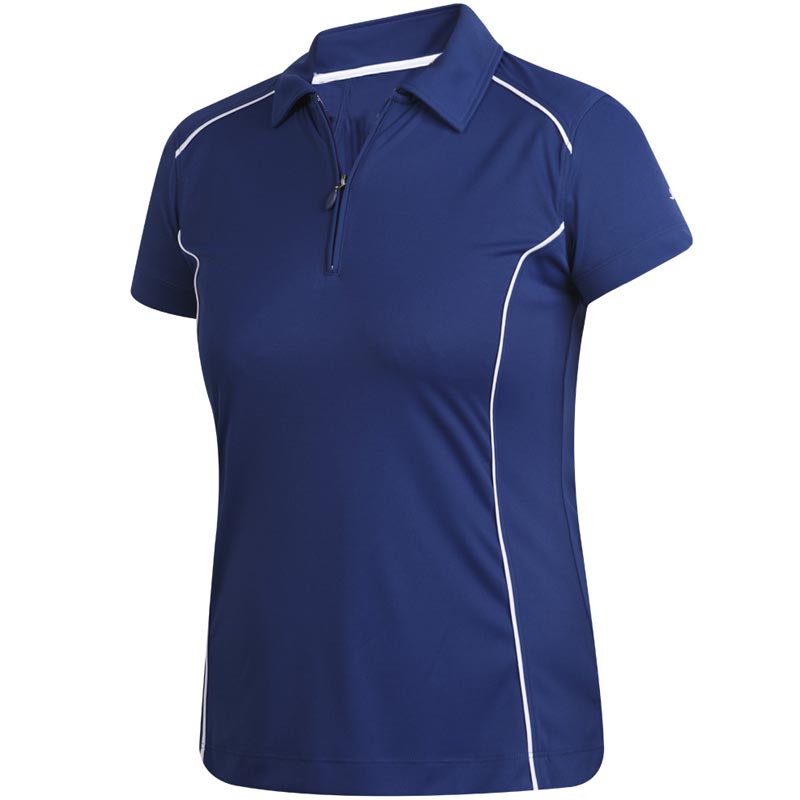POLO衫-G632F女士运动休闲翻领门襟拉链修身短袖POLO衫 宝蓝色