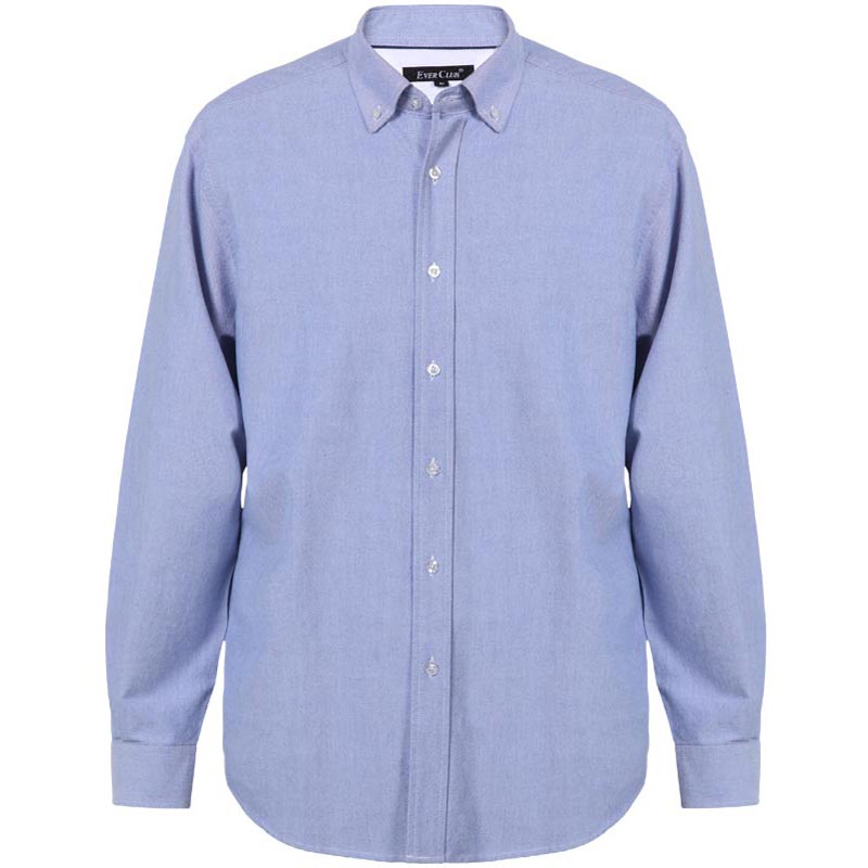 衬衫-G572M男士经典牛津纺纯色领尖扣免烫长袖衬衫 浅蓝色 白色