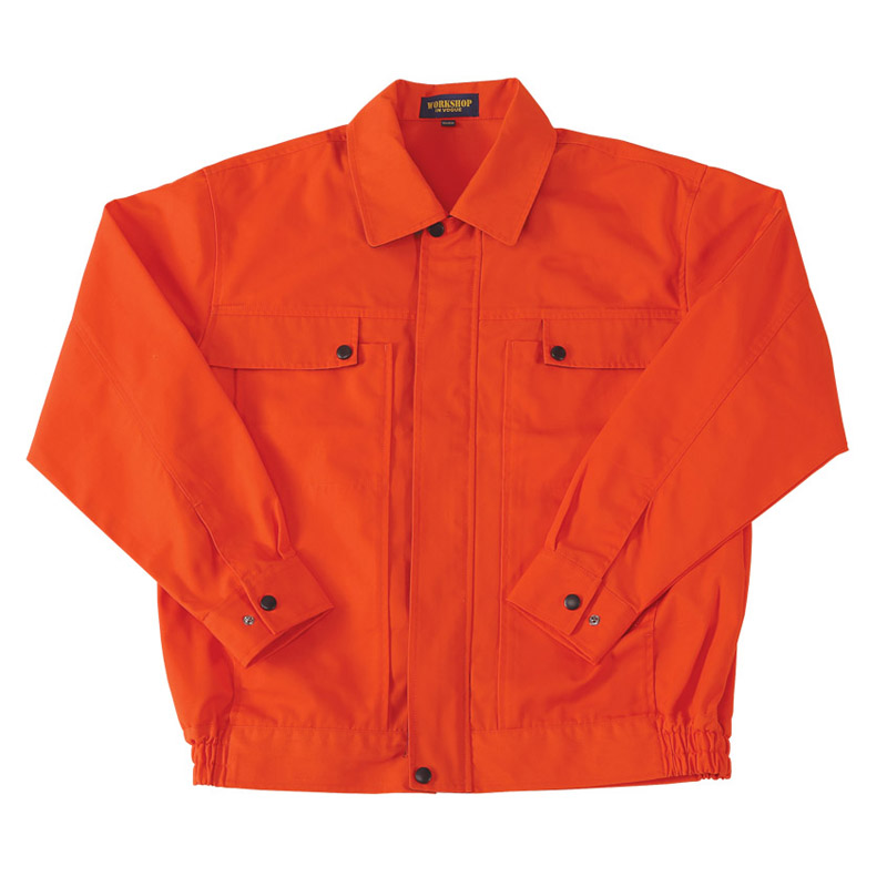 翻领 胸袋与侧袋连体贴袋长袖工装夹克 橘红