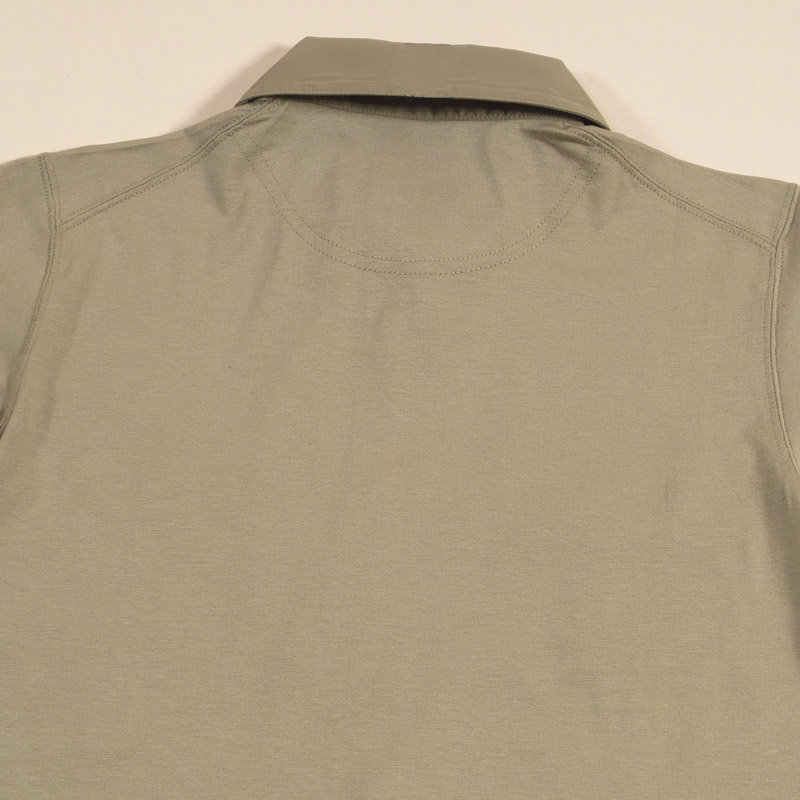 POLO衫-B615女士梭织衬衫领有胸袋短袖POLO衫 米灰色