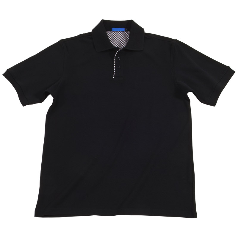 POLO衫-B621男士吸汗速干苏格兰格子布相拼短袖POLO衫 黑色