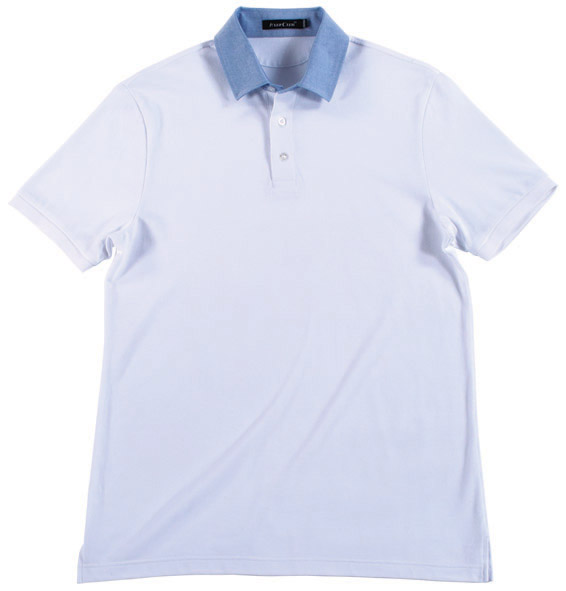 POLO衫-C603男士牛津纺衬衫领短袖POLO衫 白色