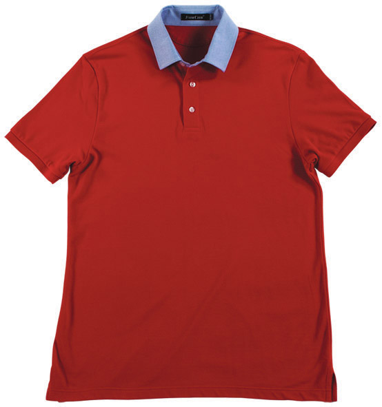POLO衫-C603男士牛津纺衬衫领短袖POLO衫 红色
