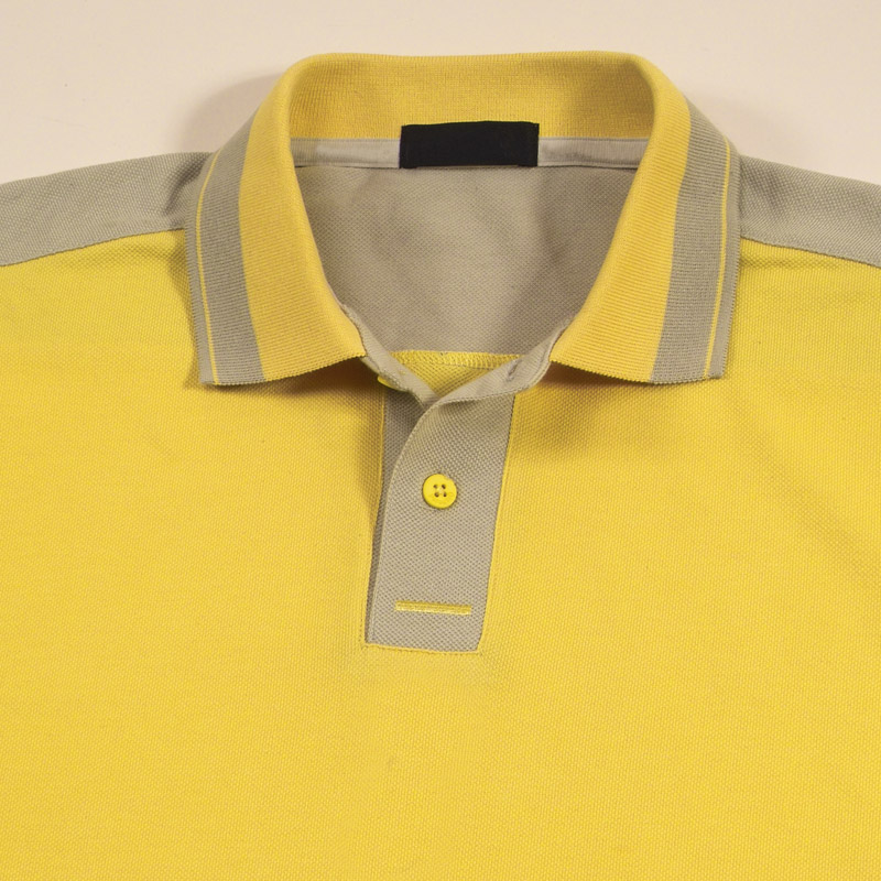 POLO衫-B625男士拼色长袖POLO衫 黄色