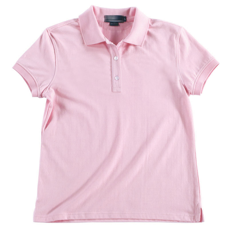 POLO衫-D605女士经典三粒扣短袖POLO衫 粉红色