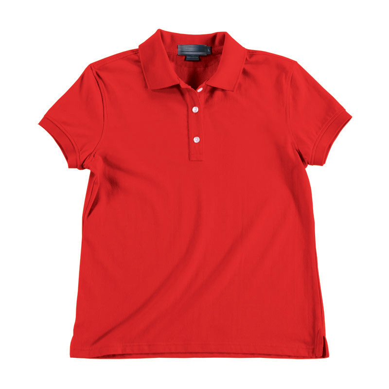 POLO衫-D605女士经典三粒扣短袖POLO衫 红色