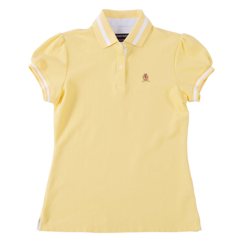 POLO衫-D614女式有领座泡泡袖短袖POLO衫 黄色