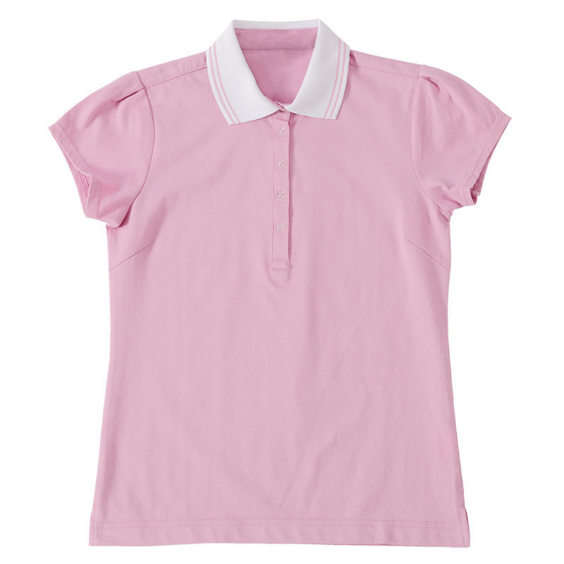POLO衫-D622女士有领座短袖POLO衫 粉红色