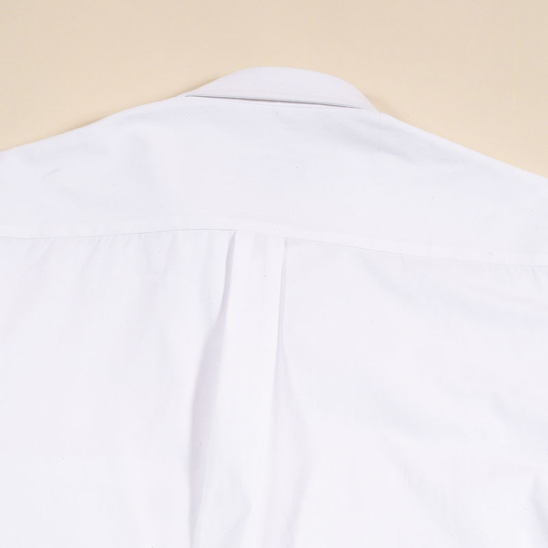 领尖扣 左胸贴袋细帆布长袖衬衫 白色
