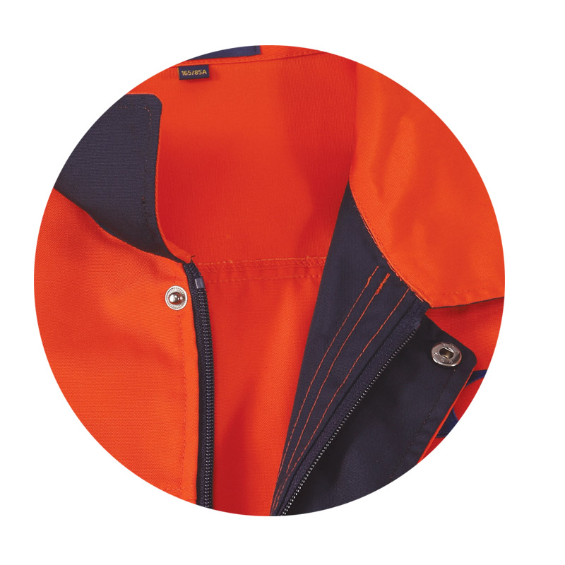 翻领 胸袋与侧袋连体贴袋长袖工装夹克 橘红