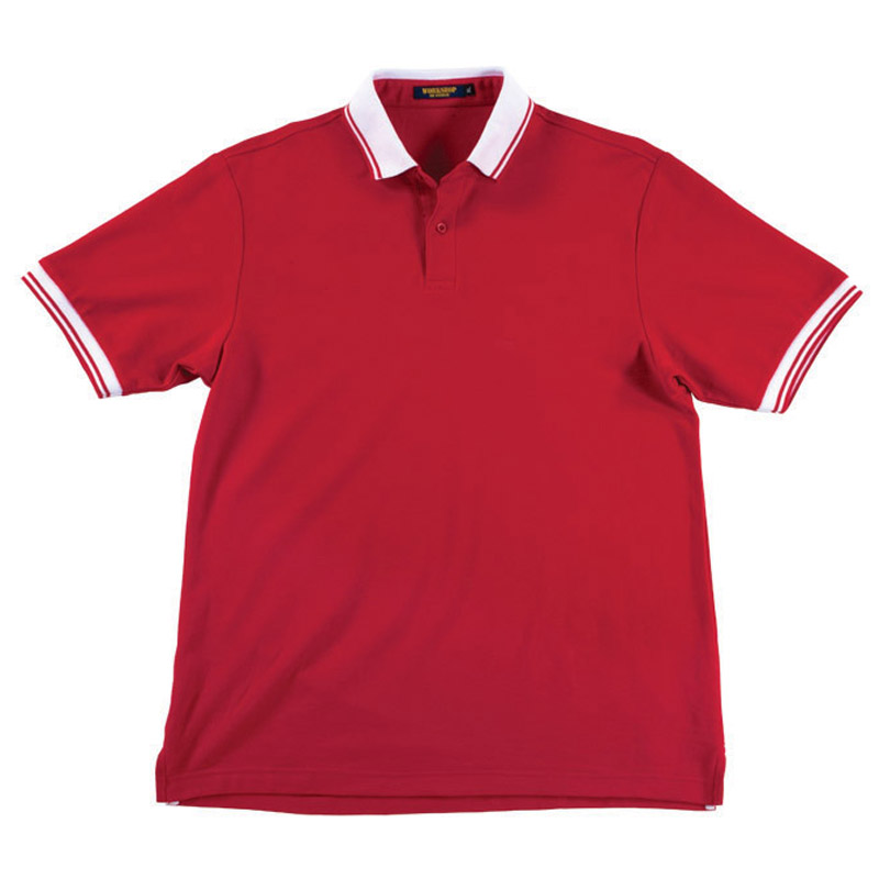 POLO衫-C615男士有领座罗纹领袖夹条短袖POLO衫 红色