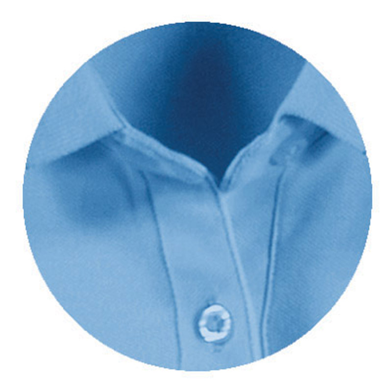 POLO衫-C615女士有领座罗纹领袖夹条短袖POLO衫 浅蓝色