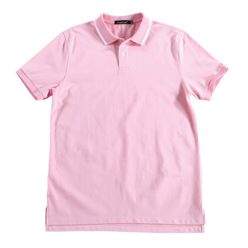 POLO衫-C607男士提花领短袖POLO衫 粉红色
