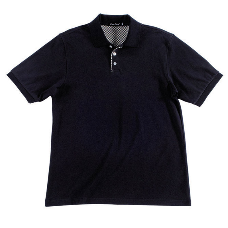 POLO衫-C605男士苏格兰格子布相拼短袖POLO衫 黑色