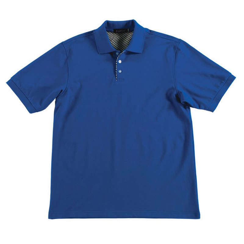 POLO衫-C605男士苏格兰格子布相拼短袖POLO衫 宝蓝色