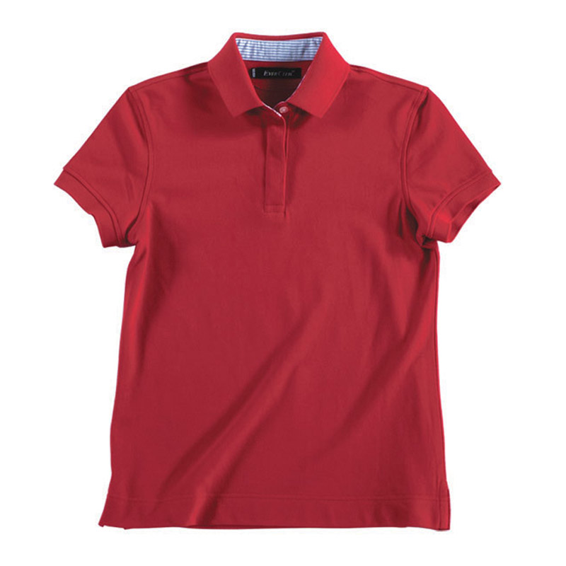 POLO衫-C602女士有领座暗门襟经典短袖POLO衫 红色