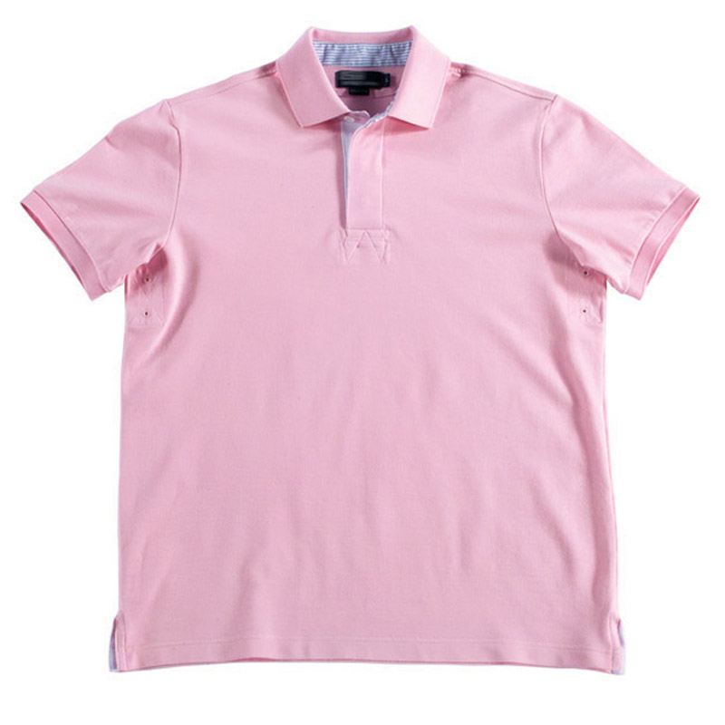 POLO衫-C602男士有领座暗门襟经典短袖POLO衫 粉红色
