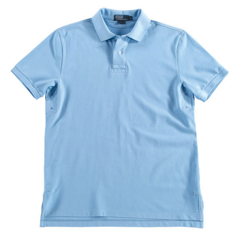POLO衫-C601男士凸门襟两粒扣经典短袖POLO衫 浅蓝色