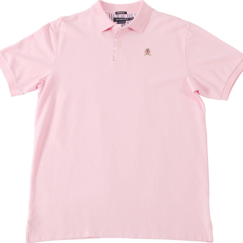 POLO衫-D603男士门襟出芽长绒棉短袖POLO衫 粉红色