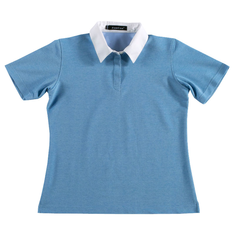 POLO衫-C617女式梭织领吸汗速干短袖POLO衫 天蓝色