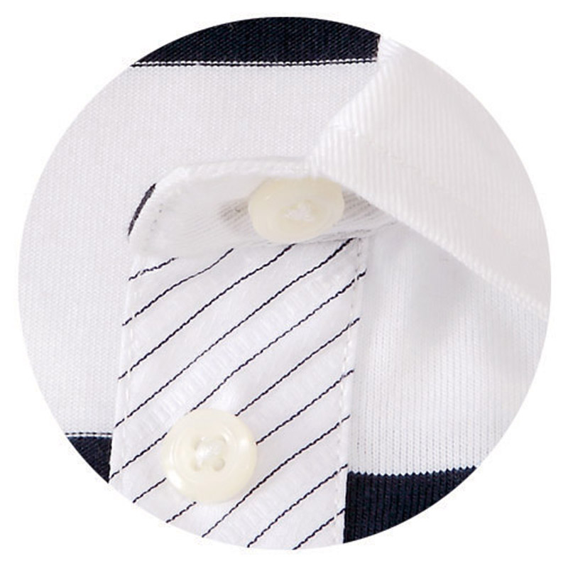 POLO衫-D627女士梭织领彩条短袖POLO衫 藏白条