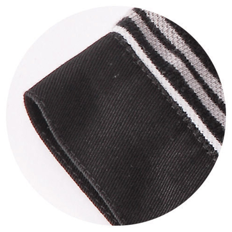 POLO衫-D635男士梭织领条纹短袖POLO衫 黑白条