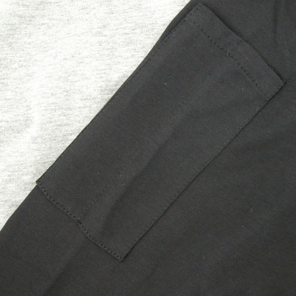 T恤衫-F609男女款拼色长袖圆领衫 黑+灰