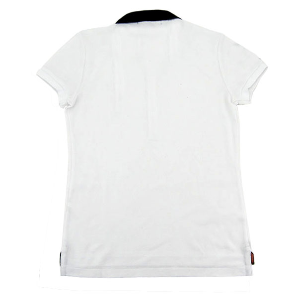 POLO衫-F619女士撞色罗纹领短袖POLO衫 白色