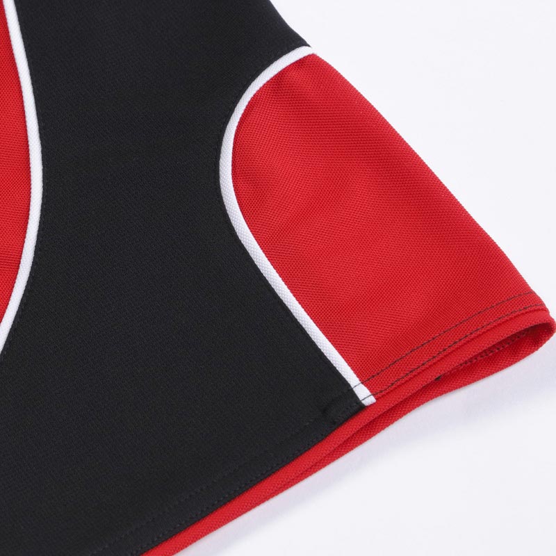 POLO衫-G632M男士运动休闲分割撞色吸汗速干短袖polo衫 红+黑