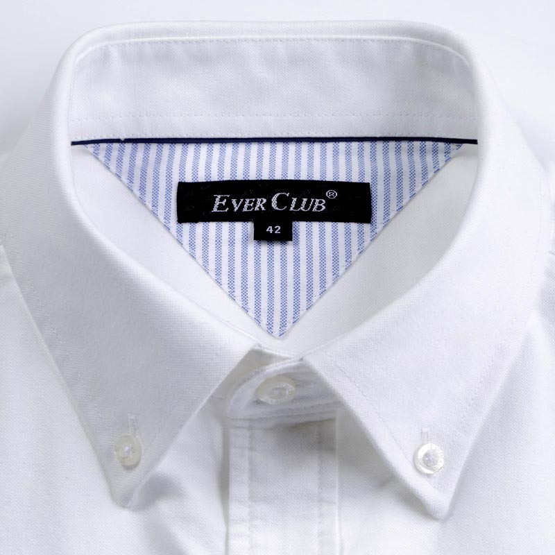 衬衫-G572M男士经典牛津纺纯色领尖扣免烫长袖衬衫 浅蓝色 白色