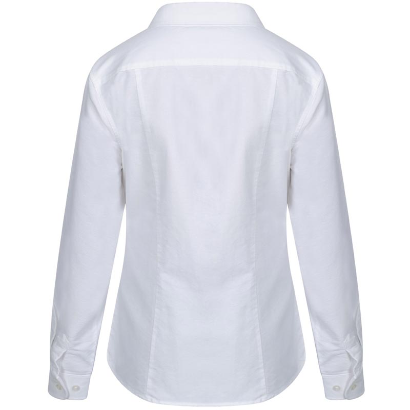 衬衫-G572F女士经典牛津纺纯色领尖扣免烫长袖衬衫 浅蓝色 白色