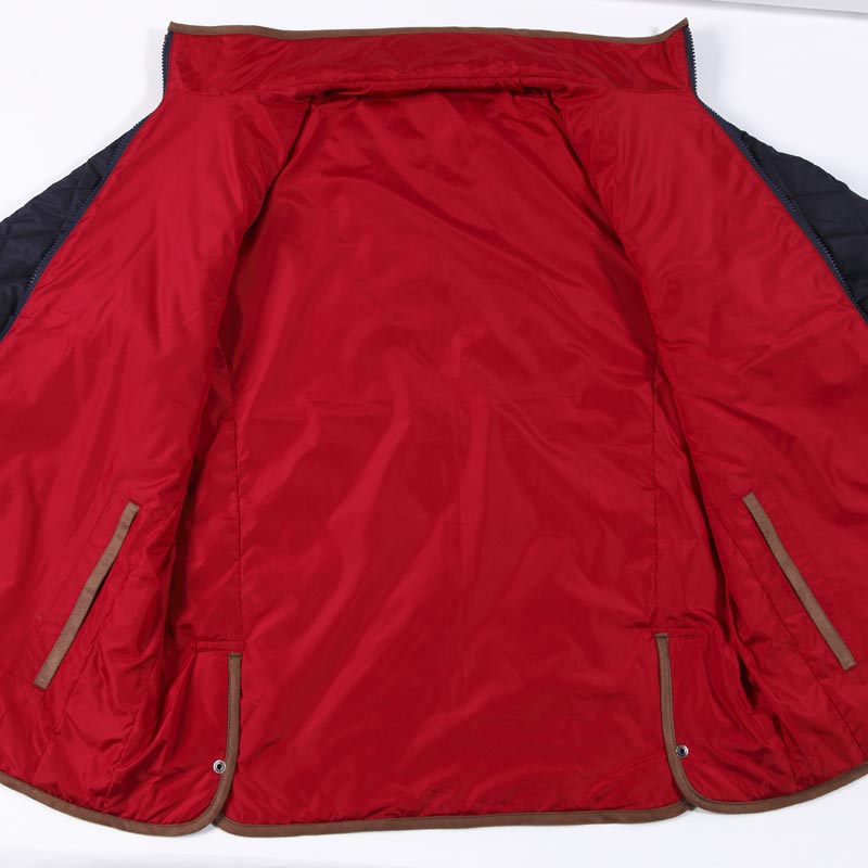 夹克-G219M男士菱形格絎棉双面穿立领棉衣 藏青+红 藏青+桔