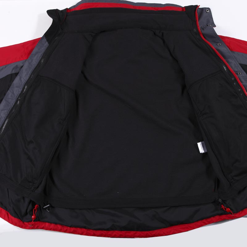 冲锋衣-G230M男士户外三色拼色防风防雨可脱卸两件套冲锋衣 红/黑/灰