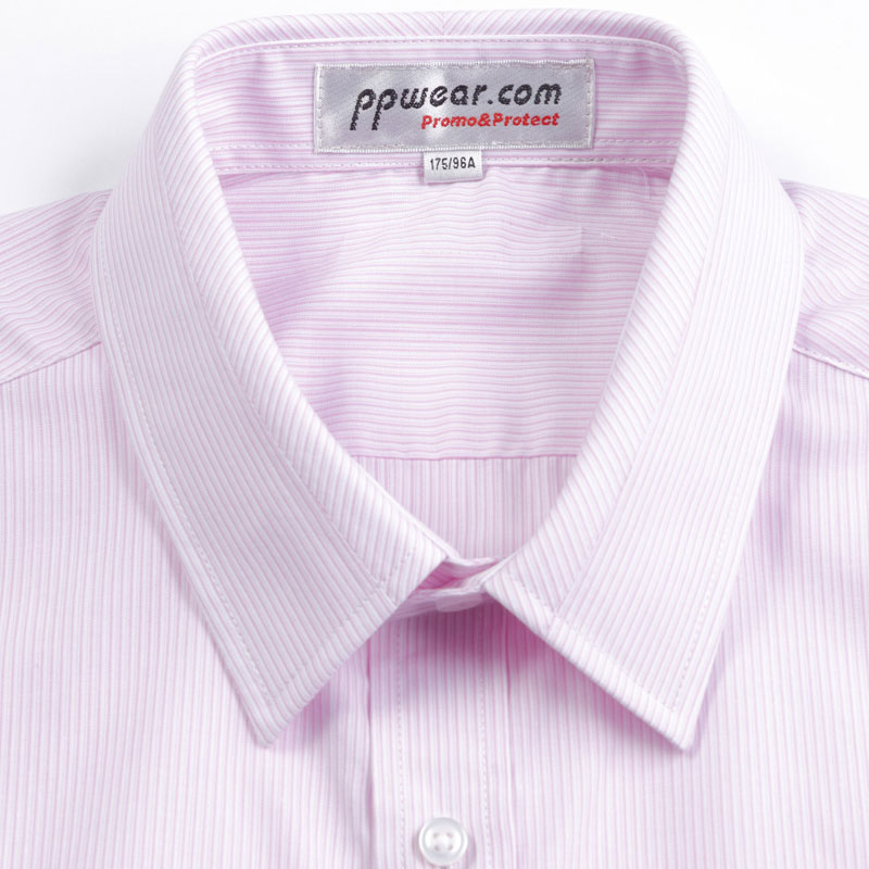 衬衫-P5DA1840944男士CVC条纹商务收身短袖工装衬衫 粉色 蓝色 绿色