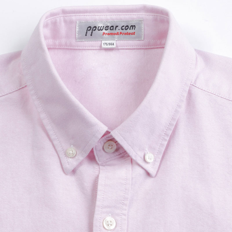 衬衫-P5M81XF男士全棉牛津纺商务长袖工装衬衫 粉色 海蓝 黄色